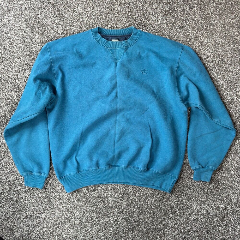 Vtg 90s champion crewneck aqua blue